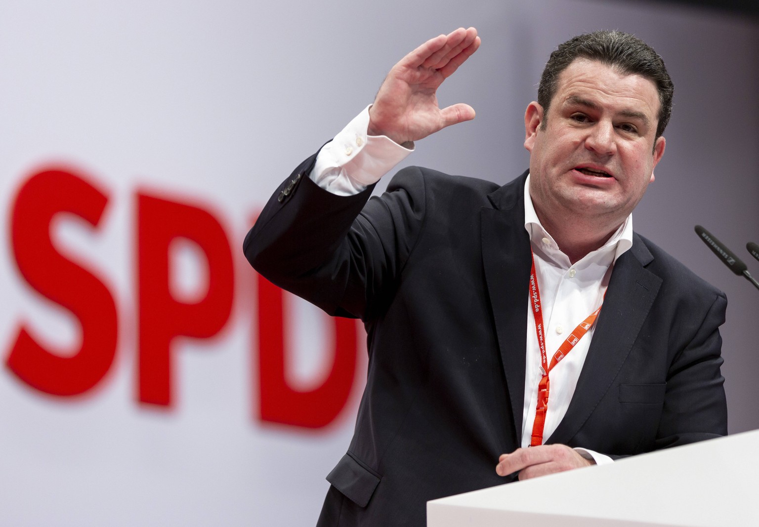 SPD Parteitag. Bundesarbeitsminister Hubertus Heil, SPD, spricht auf dem Bundesparteitag der SPD in Berlin. 07.12.2019. Berlin Deutschland *** SPD Party Congress Federal Labour Minister Hubertus Heil, ...