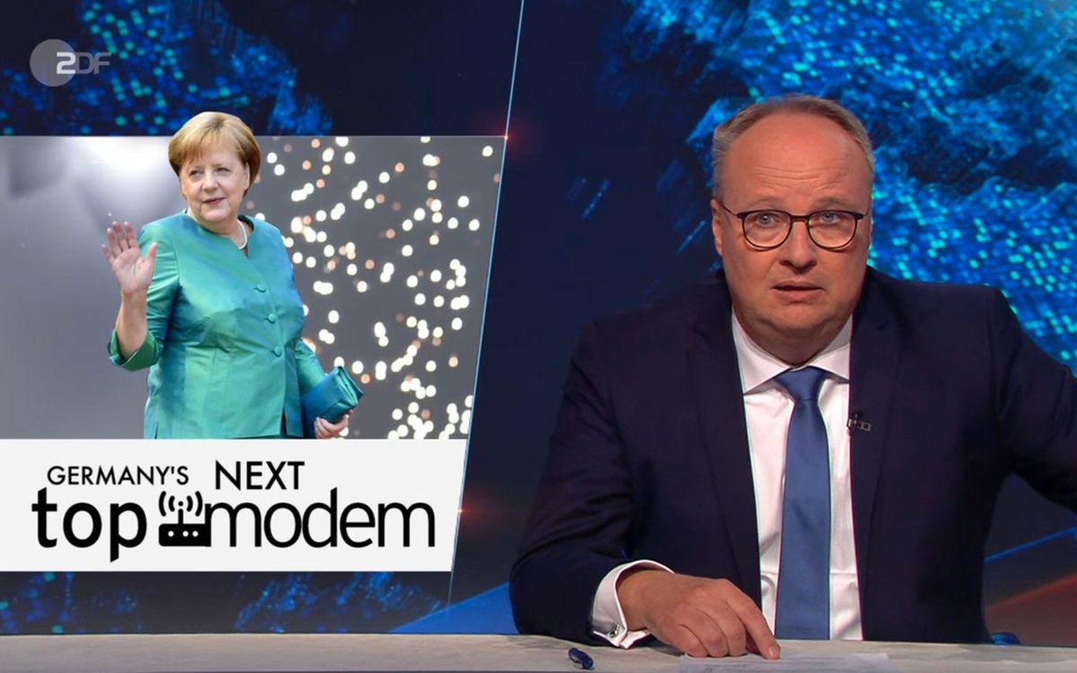 "Keine digitalen Phrasen mehr!" Oliver Welke ging in der "Heute-Show" (ZDF) mit Kanzlerin Merkel hart ins Gericht.