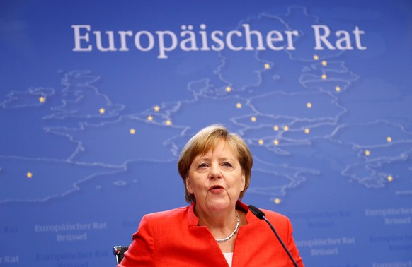 German Chancellor Angela Merkel holds a news conference following the European Union leaders summit in Brussels, Belgium June 29, 2018. REUTERS/Francois Lenoir