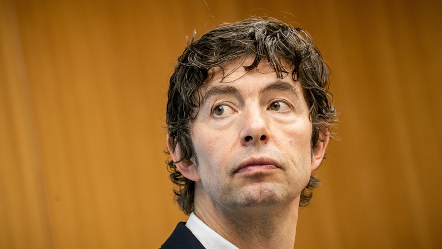 Virologist Christian Drosten, from Berlin&#039;s Charite hospital attends a news conference on the spread of coronavirus disease (COVID-19) in Berlin, Germany, March 26, 2020. Michael Kappeler/Pool vi ...