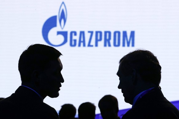 RUSSIA, ST PETERSBURG - NOVEMBER 1, 2023: A Gazprom logo is seen during the 2023 St Petersburg International Gas Forum at the Expoforum Convention and Exhibition Centre. Alexander Demianchuk/TASS PUBL ...