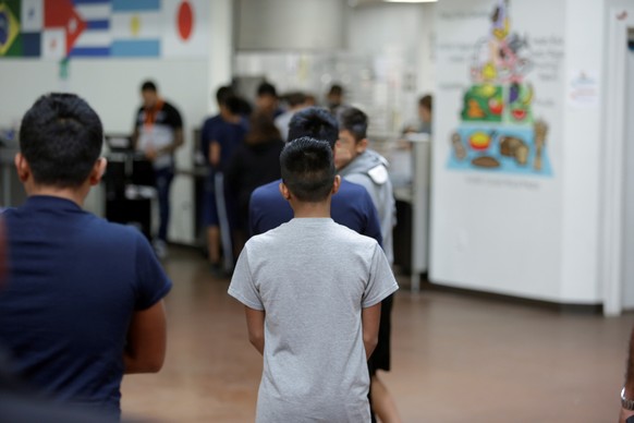Occupants at Casa Padre, an immigrant shelter for unaccompanied minors, in Brownsville, Texas, U.S., are seen in this photo provided by the U.S. Department of Health and Human Services, June 14, 2018. ...