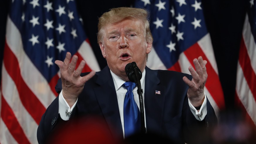 President Donald Trump gestures as he speaks at his Black Voices for Trump rally Friday, Nov. 8, 2019, in Atlanta. (AP Photo/John Bazemore)