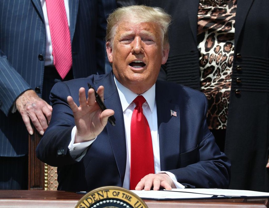 WASHINGTON, DC - JUNE 05: U.S. President Donald Trump speaks during a news conference in the Rose Garden at the White House June 05, 2020 in Washington, DC. In the midst of nationwide protests against ...