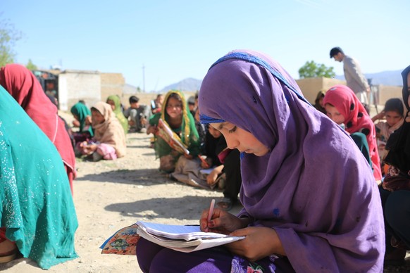 230707 -- KABUL, July 7, 2023 -- Children attend a charity class provided by a simple educational center named Today Child Mobile School , in Kabul, capital of Afghanistan, May 9, 2023. Amid lack of e ...