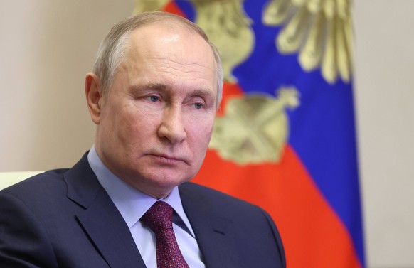 Russia Putin 8371651 15.02.2023 Russian President Vladimir Putin attends the opening of new health facilities via videoconference, at the Novo-Ogaryovo state residence, outside Moscow, Russia. Mikhail ...