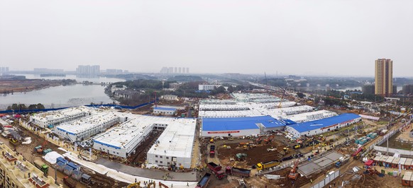 The Huoshenshan temporary field hospital under construction is seen as it nears completion in Wuhan in central China&#039;s Hubei Province, Sunday, Feb. 2, 2020. The Philippines on Sunday reported the ...