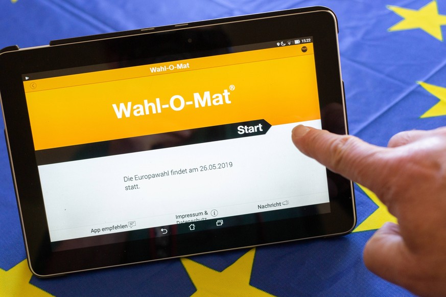 Wahl-O-Mat fuer die Europawahl in Deutschland am 26.05.2019. Wahlomat *** Election of O Mat for the European elections in Germany on 26 05 2019 Wahlomat