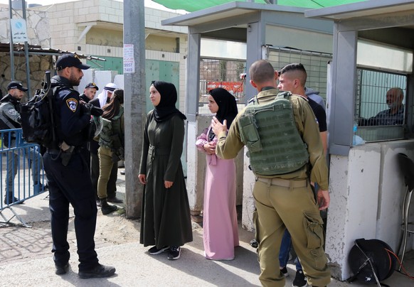 May 6, 2021, Bethlehem, West Bank, Palestinian Territory: Palestinians wait at the Bethlehem checkpoint in the Israeli-occupied West Bank, to try crossing to Jerusalem to attend the last Friday prayer ...