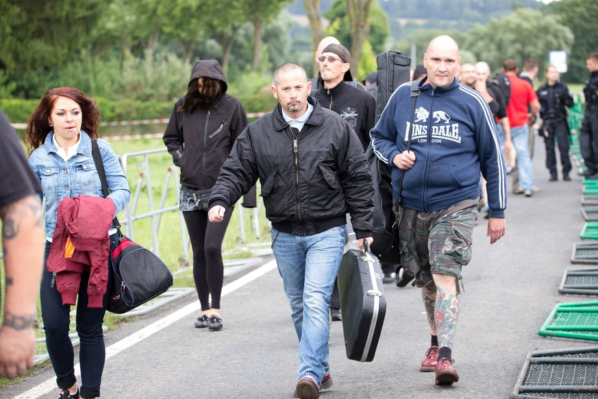 Besucher des Rechtsrock-Festivals im Jahr 2017.