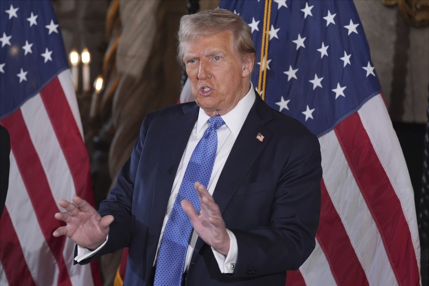 President-elect Donald Trump speaks during a news conference at Mar-a-Lago, Monday, Dec. 16, 2024, in Palm Beach, Fla. (AP Photo/Evan Vucci)