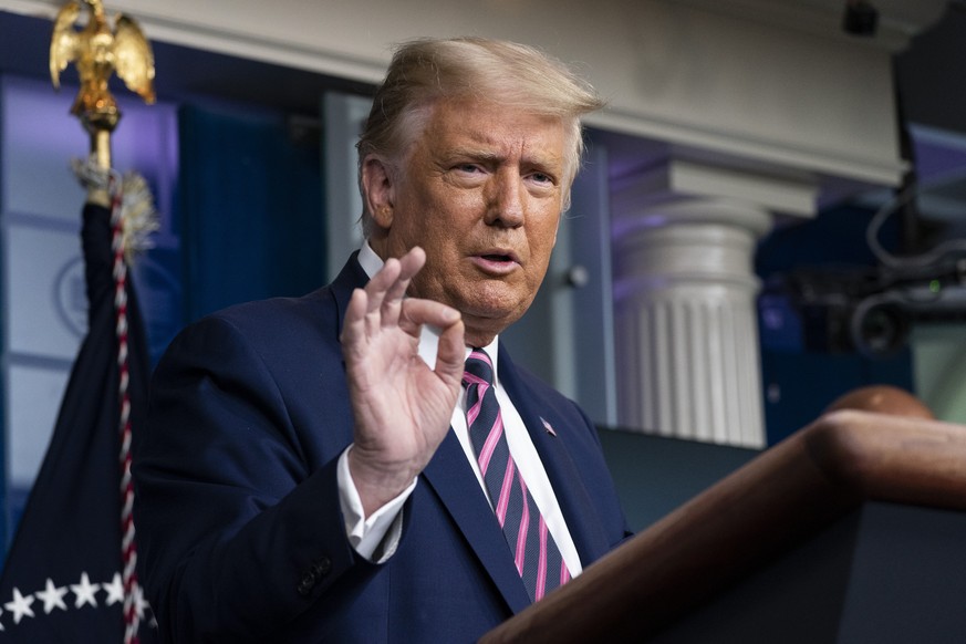 President Donald Trump speaks during a news conference in the James Brady Press Briefing Room of the White House, Friday, Sept. 18, 2020, in Washington. (AP Photo/Alex Brandon)