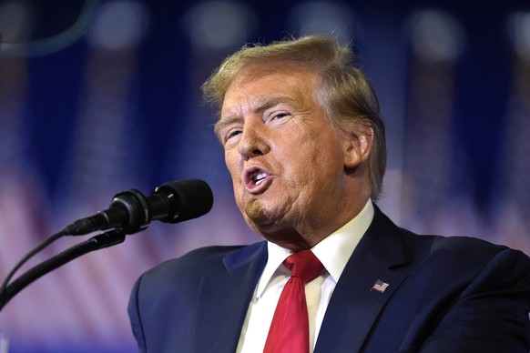 FILE - Republican presidential candidate former President Donald Trump speaks at a Get Out The Vote rally in Conway, S.C., Feb. 10, 2024. A major anti-abortion group is praising Trump after a New York ...