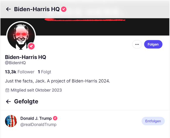 Das Biden-Team hat nun ein Profil auf Trumps Truth Social.