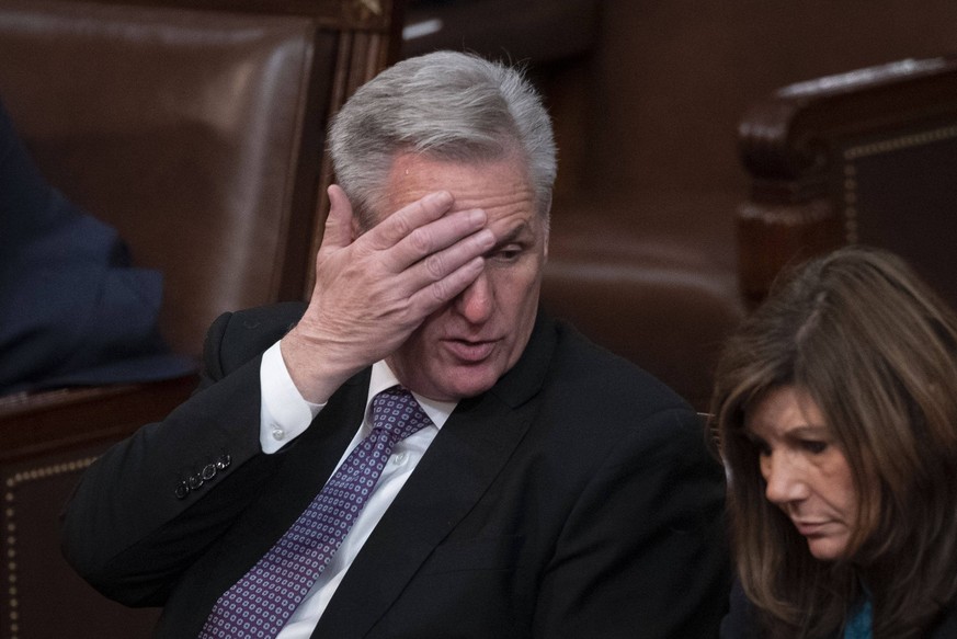 January 4, 2023, Washington, District of Columbia, USA: United States House Minority Leader Kevin McCarthy Republican of California waits during the U.S. House of Representatives sixth vote for Speake ...