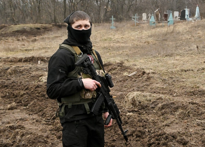 Russia Ukraine Military Operation Wagner Group 8389085 11.03.2023 A service member of Russian private military company Wagner Group is seen in the village of Berkhovka, as Russia s military operation  ...