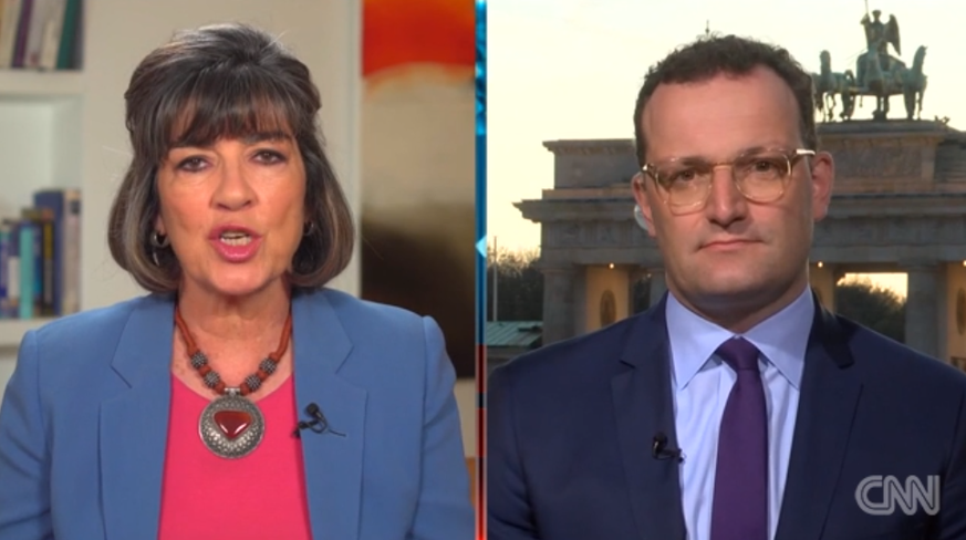 CNN-Moderatorin Christiane Amanpour (l.) interviewt Jens Spahn.