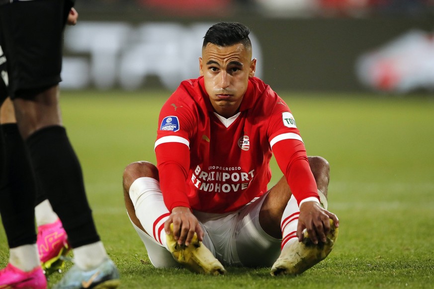 EINDHOVEN - Anwar el Ghazi of PSV Eindhoven during the friendly match between PSV Eindhoven and FC Eindhoven at Phillips stadium on July 26, 2023 in Eindhoven, Netherlands. ANP BART STOUTJESDYK Pre-Se ...