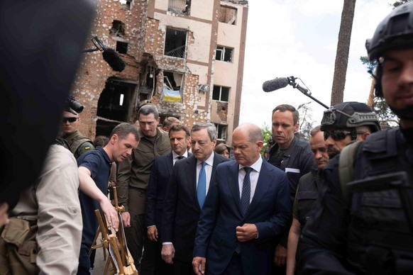 Bundeskanzler Olaf Scholz (SPD), Frankreichs Präsident Emmanuel Macron und Italiens Regierungschef Mario Draghi waren zu Besuch in Kiew.