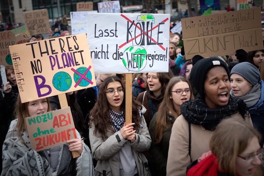 Protestierende Schüler beim Schulstreik für das Klima im Februar in Berlin.