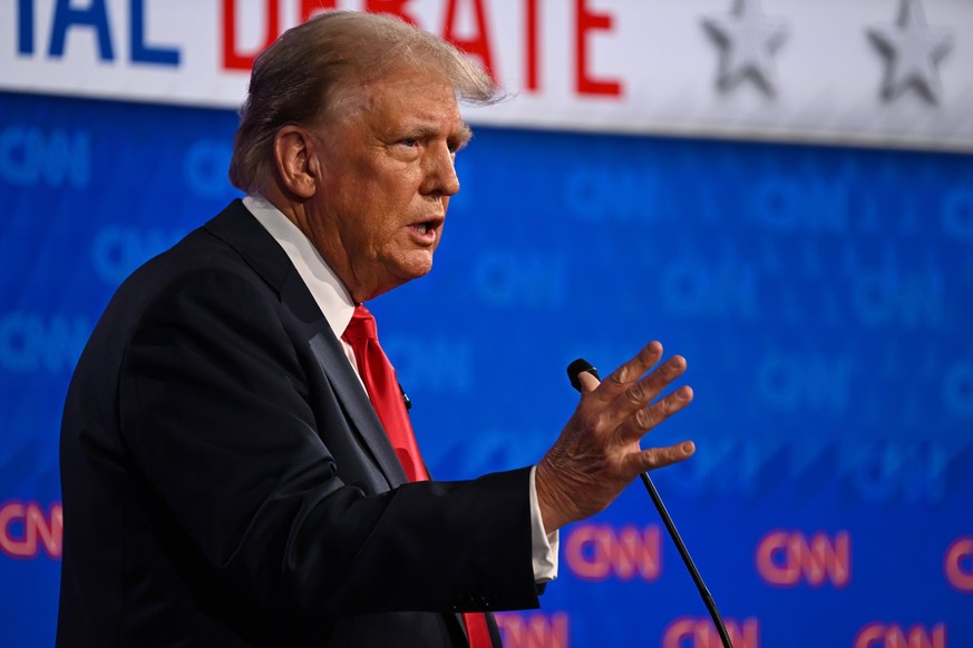 June 27, 2024, Atlanta, Georgia, USA: Former President DONALD TRUMP speaks as he faces off with President Biden during their first presidential debate at CNN. Credit /CNN via ZUMA Press Wire Atlanta U ...