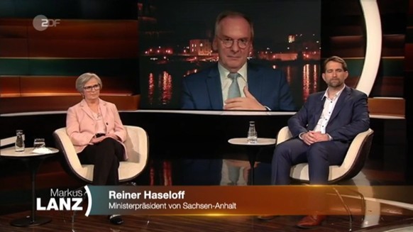 Reiner Haseloff ist an diesem Abend zugeschaltet.