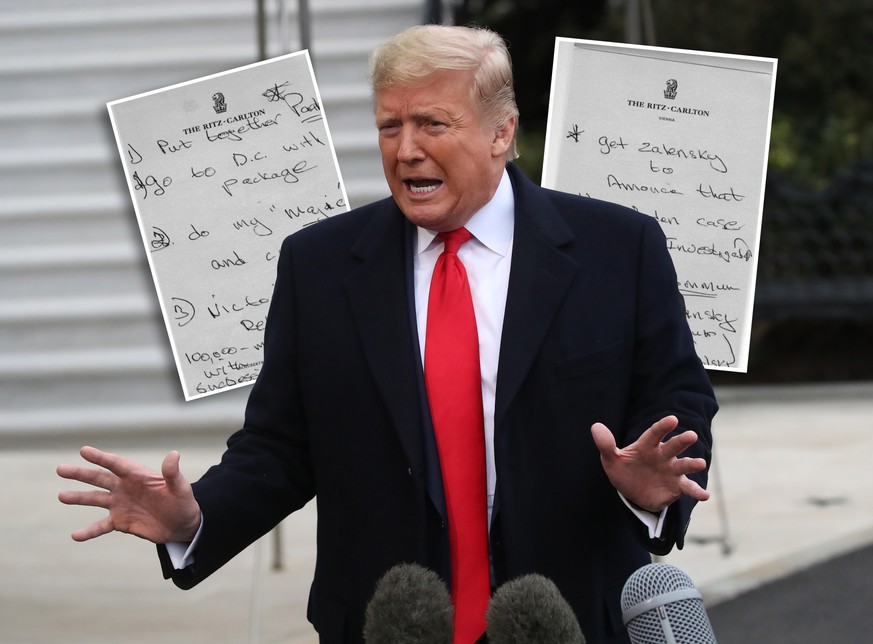 WASHINGTON, DC - JANUARY 13: U.S. President Donald Trump speaks to the media before departing from the White House on January 13, 2020 in Washington, DC. President Trump is traveling to Kenner, LA to  ...